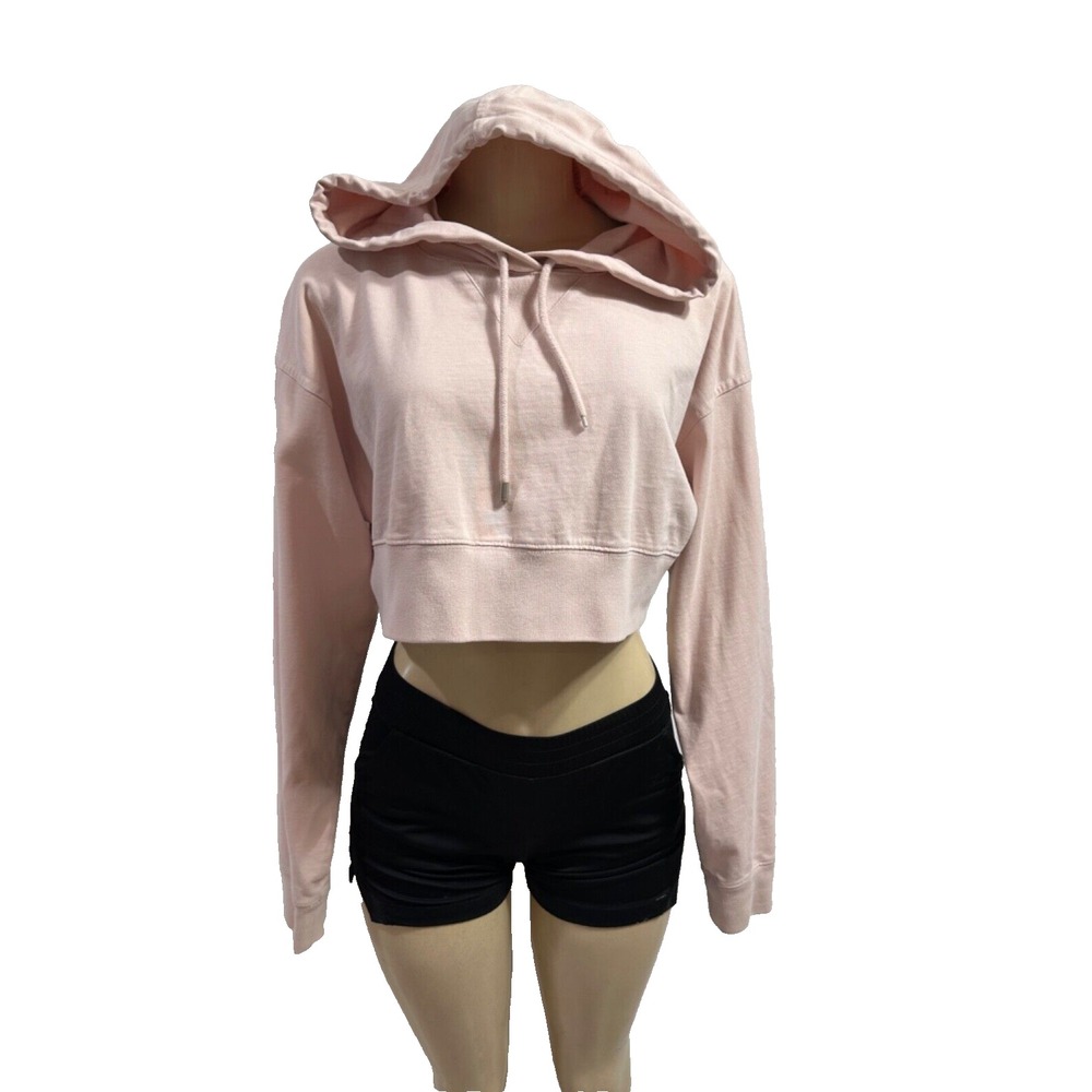 WILFRED FREE Women's‎ Dusty Rose  100% Cotton cropped Hooded  sweatshirt SZ S
